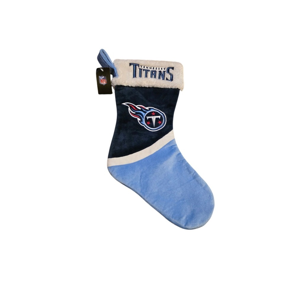 NFL Tennessee Titans Christmas Stocking Blue Navy White Faux Fur Plush Logo